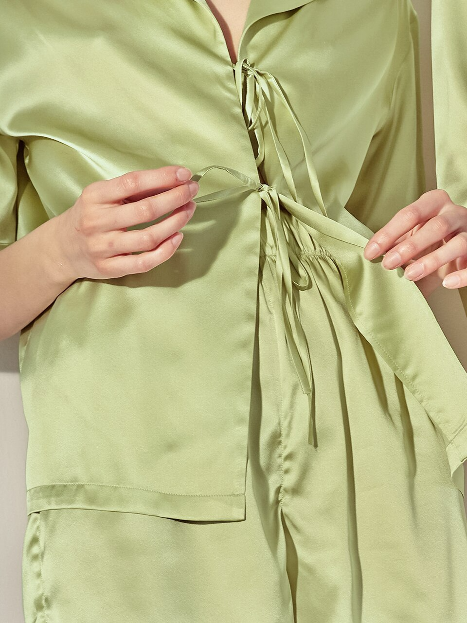 Pyjama short vert à lacets