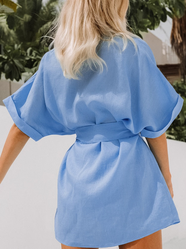 Pyjama Kimono bleu 100% coton