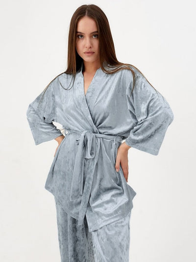 Pyjama kimono long effet velours