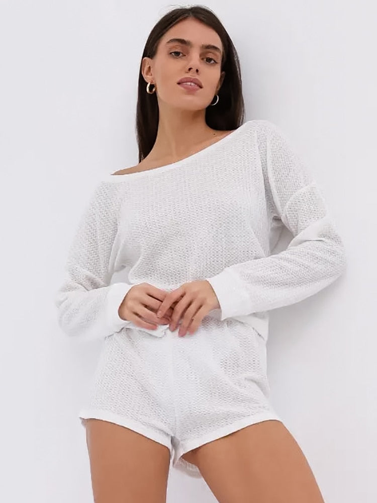 Pyjama short tricoté à manches longues