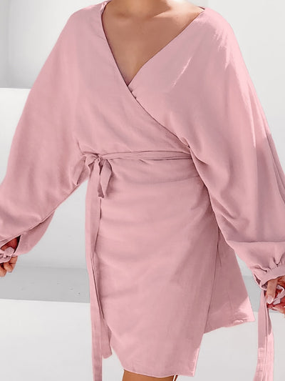 Pyjama robe à lacets rose